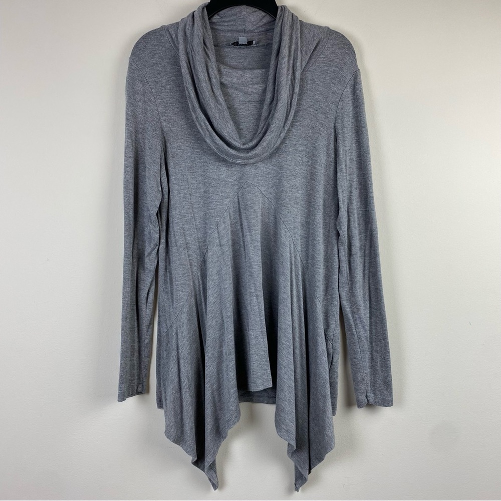 Joseph A. Gray Heather Long Sleeve Cowl Neck Handkerchief Hem Flowy Top, Size‎ S